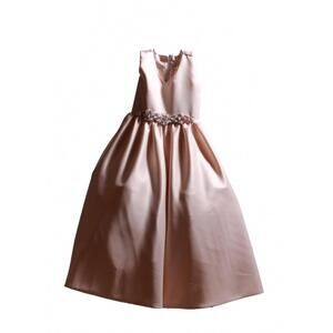NEW AMALEE ACCESSORIES girl's satin flower dress in champagne